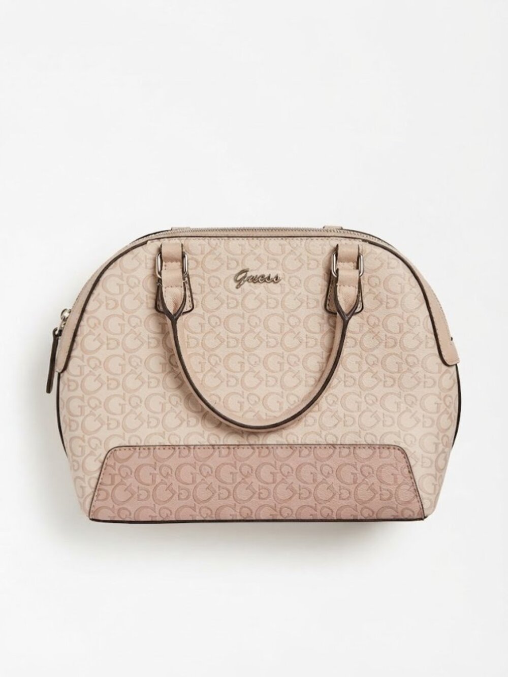 Guess Pink Embossed Dome Satchel Hand Bag
